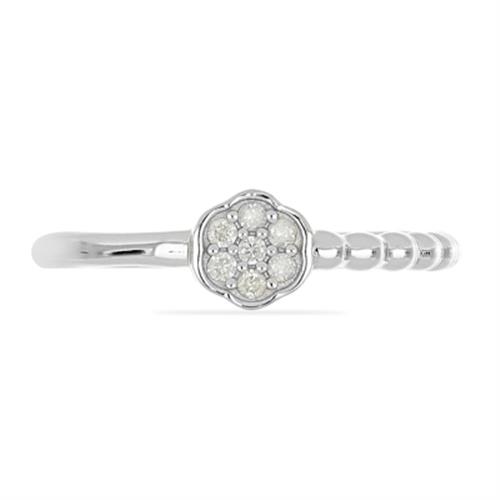 BUY NATURAL WHITE DIAMOND DOUBLE CUT GEMSTONE RING IN STERLING SILVER